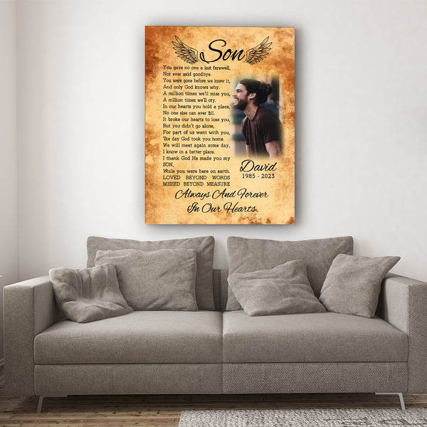 Son Memorial Canvas, Personalized Sympathy Memorial Gift for Loss of Son in Heaven, Son Remembrance NXM204