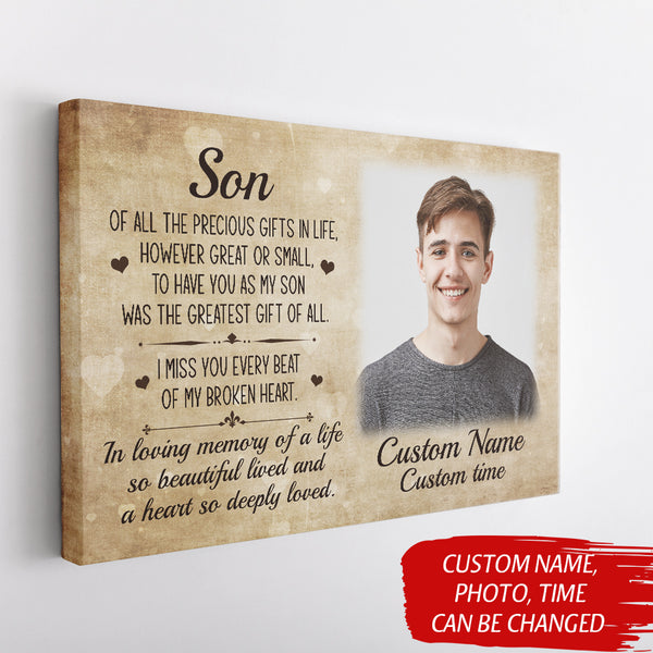 Memorial Gifts For Loss Of Son| Sympathy Gifts For Loss Of Son In Heaven| Son Memorial NXM197