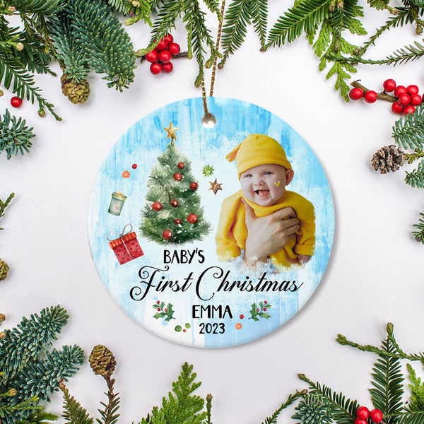 Personalized Christmas Ornaments| My First Christmas Customized Name & Year Baby First Christmas Ornament OMT17-9