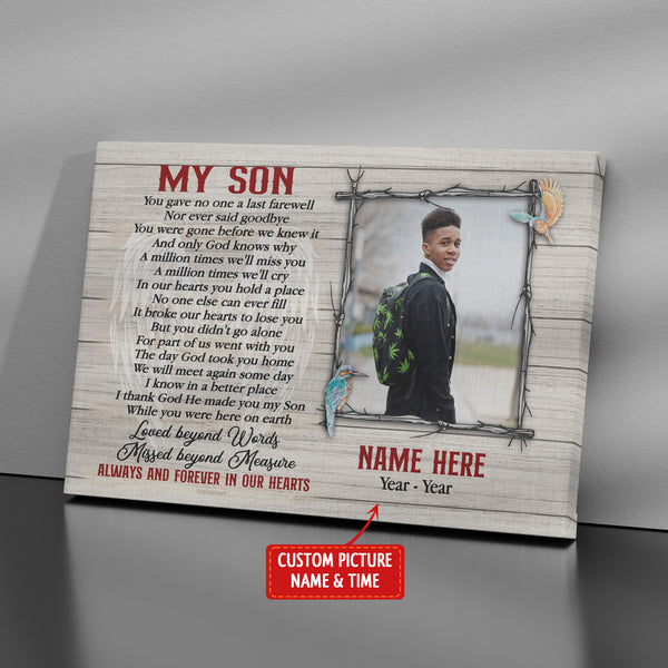 Son Memorial Canvas Personalized Gifts| Son Remembrance, Son In Heaven Sympathy Gift NXM205