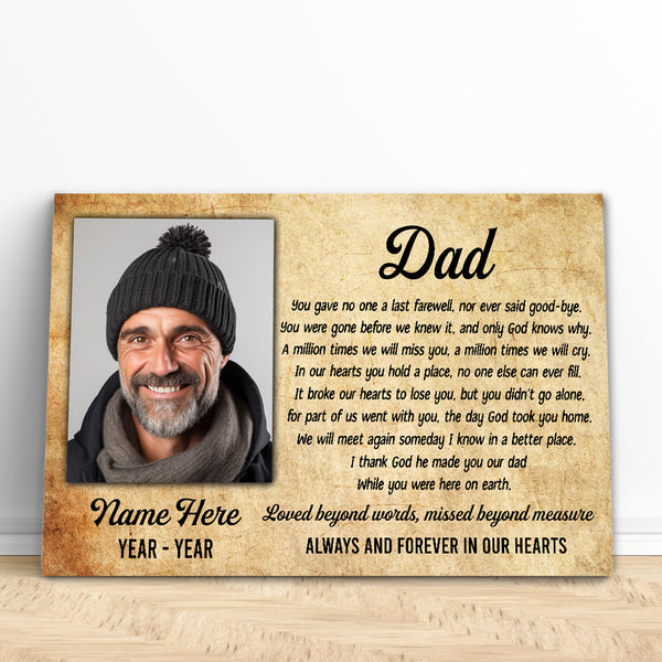 Dad Memorial Canvas Gift Personalized Memorial Gifts for Loss of Dad Father In Heaven M511