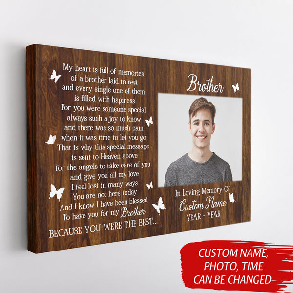 Brother Memorial Canvas Gift| Sympathy Gift For Loss Of Brother| In Memory Of Brother Remembrance NXM306