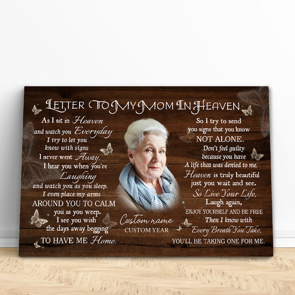 Letter to My Mom In Heaven Personalized Mom Memorial Gifts For Loss of Mother Remembrance NXM501