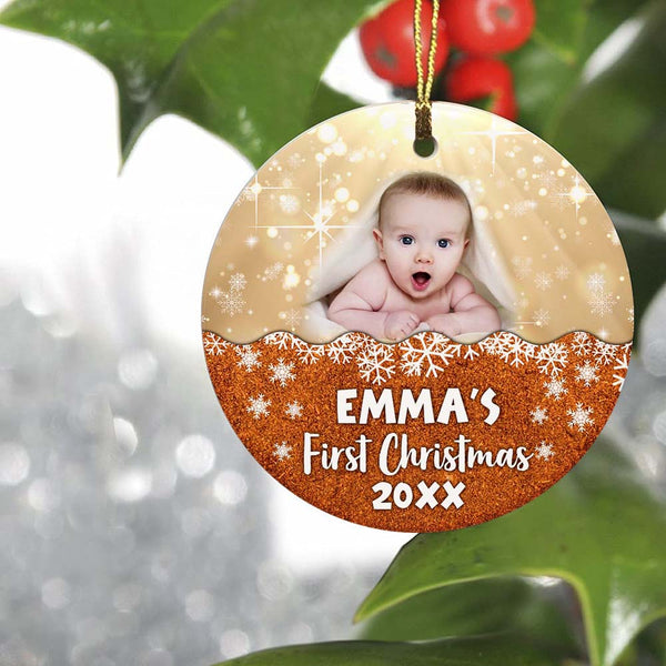 Personalized Christmas Ornaments| My First Christmas Customized Name & Year Baby First Christmas Ornament OMT17-4