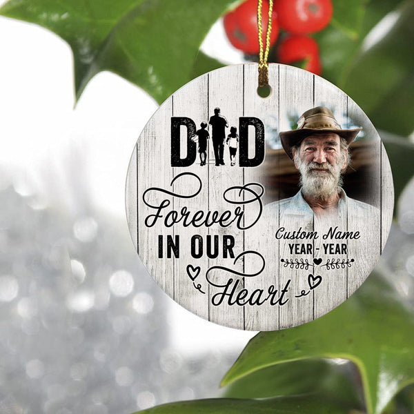 Dad Memorial Ornament - Forever In My Heart, Angel In Heaven Christmas Sympathy Gift For Loss Of Loved One Father ODT95