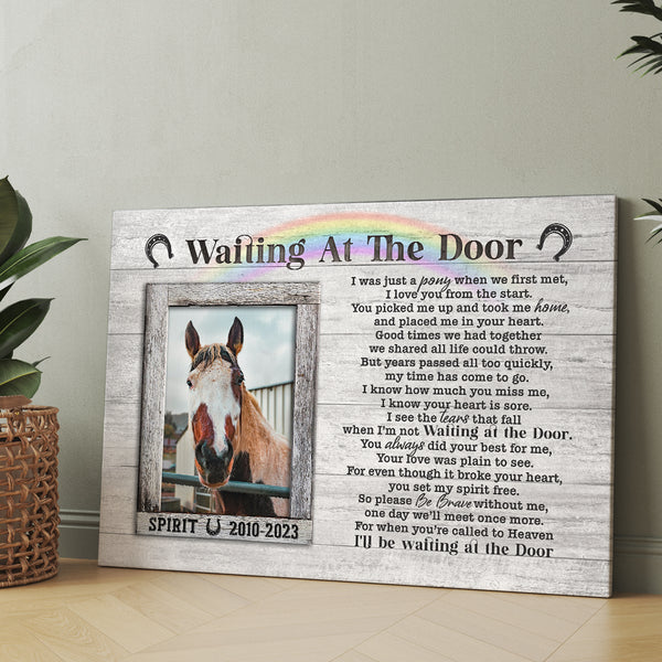 Horse Memorial Gifts Canvas Gifts Waiting At The Door Memorial Gift for Loss of Horse NXM267