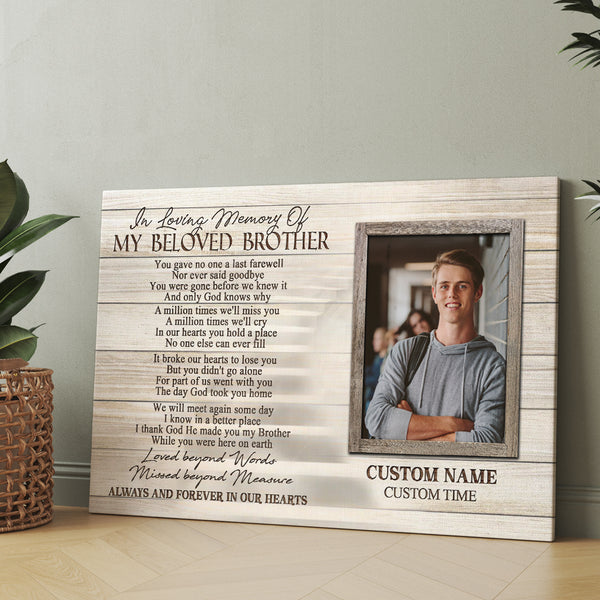 Brother Memorial Canvas Gift| My Beloved Brother Sympathy Gift For Loss Of Brother NXM386