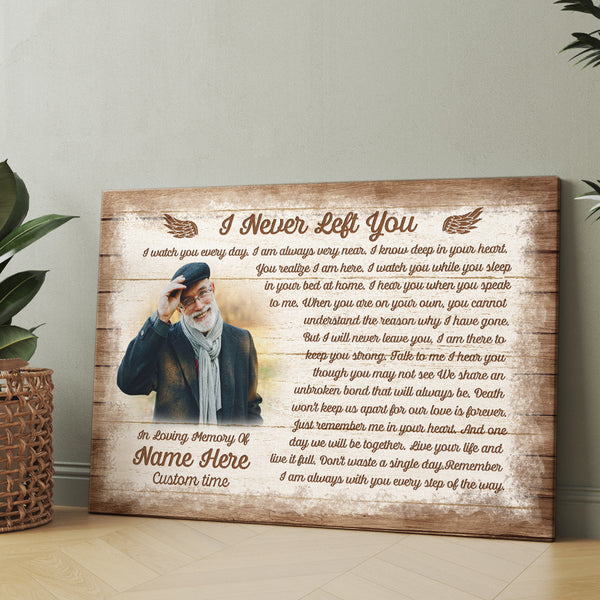 Memorial Gift Canvas Personalized| I Never Left You Sympathy Gifts For Loss Of Loved One NXM451