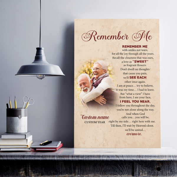 Remember Me Memorial Canvas| Memorial Gifts For Loss Of Loved One n In Memory NXM233