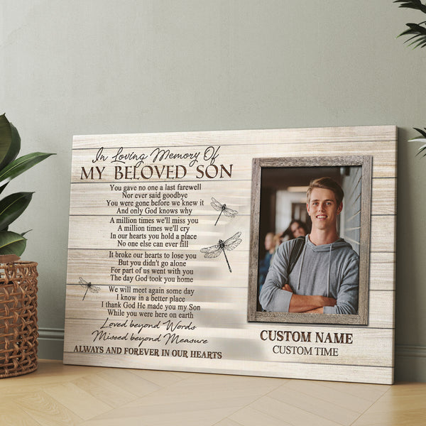 Son Memorial Canvas Gift - In Memory Of Son| Son In Remembrance Sympathy Gifts For Loss Of Son NXM406