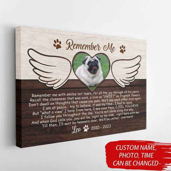 Dog Memorial Canvas Gifts| Remember Me Sympathy Gifts For Loss of Dog Pet Remembrance Gifts NXM134