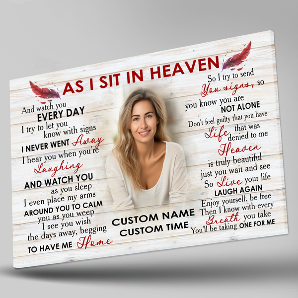 Memorial Canvas Gift| As I Sit In Heaven Sympathy Gift For Loss Of Loved One In Memory Gifts NXM454