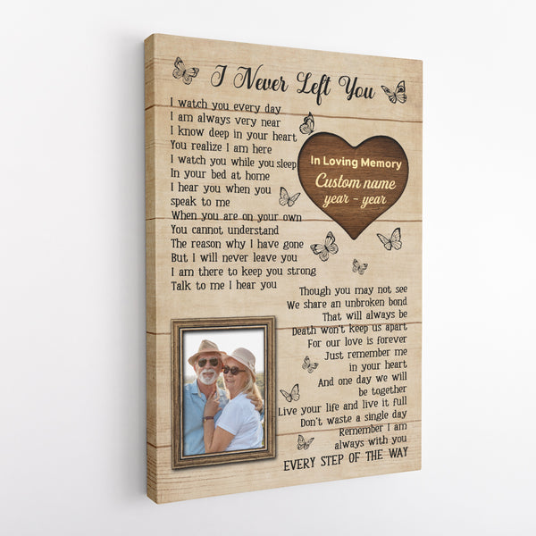 I Never Left You Memorial Canvas Gift For Loss of Loved One| Sympathy Gifts For Loss Of Dad Mom NXM234