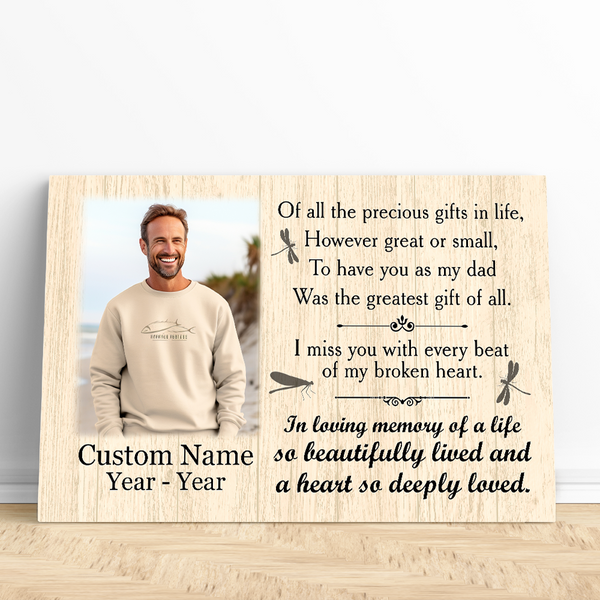 Dad Memorial Canvas Gift Personalized Memorial Gifts for Loss of Dad In Memory of Father In Heaven M522