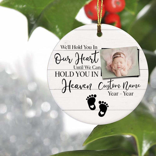 Baby Memorial Ornament - We'll Hold You In Heaven Sympathy Gift for Loss of Baby Child Infant Miscarriage Christmas ODT143