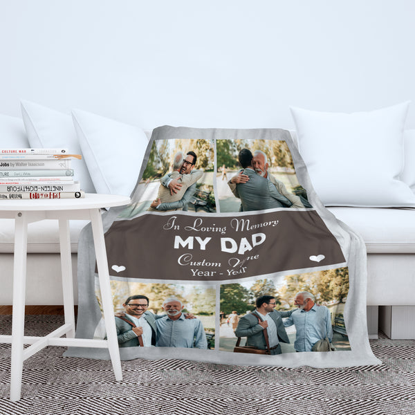 Memorial Blanket For Loss Of Dad| Dad Memorial Sympathy Blanket Throw| In Loving Memory of Dad MM38