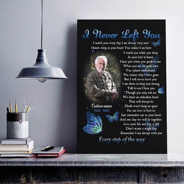 Personalized Memorial Canvas I Never Left You| Sympathy Gift for Loss of Loved One Bereavement Gift NXM224