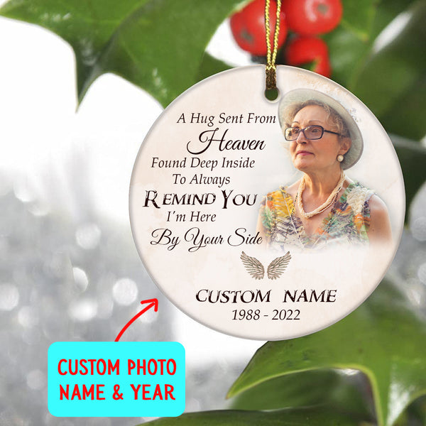 Memorial Christmas Ornament - A Hug Sent From Heaven Ornament Sympathy Gift For Loss Of Dad Mom Son In Memory ODT123