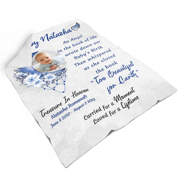 Baby Memorial Blanket, Remembrance Blanket Gift For Loss of Baby In Heaven, In Loving Memory Of Baby MM26