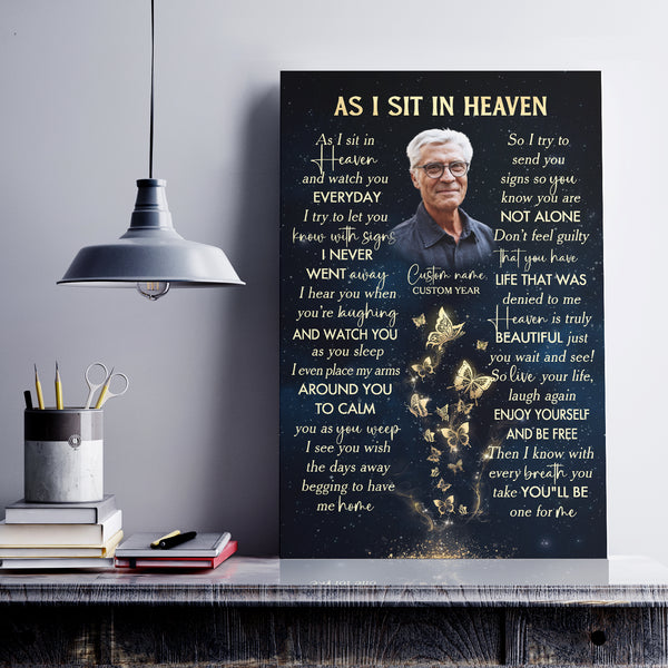 As I Sit In Heaven Memorial Canvas Gift| Sympathy Remembrance Gift For Loss Of Loved One In Heaven NXM400