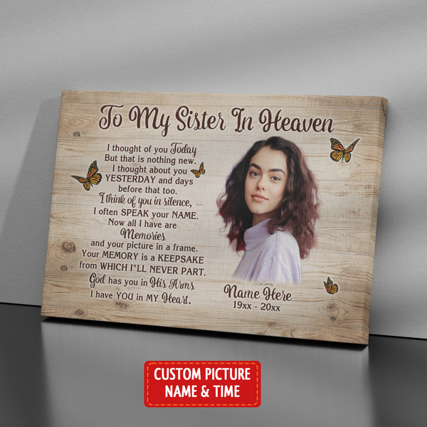 Sister Memorial Canvas Gift Personalized, Sympathy Gifts For Loss Of Sister, Sister Remembrance Gifts NXM404