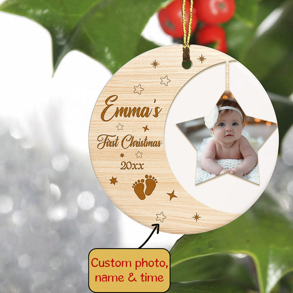 Personalized Christmas Ornaments| My First Christmas Customized Name & Year Baby First Christmas Ornament OMT17-5