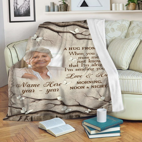 Memorial Blanket Gifts For Loss Loved One| A Hug From Heaven Sympathy Remembrance Blanket For Loss Dad Mom MM17