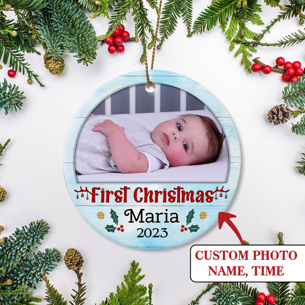 Personalized Christmas Ornaments| My First Christmas Customized Name & Year Baby First Christmas Ornament OMT17-6