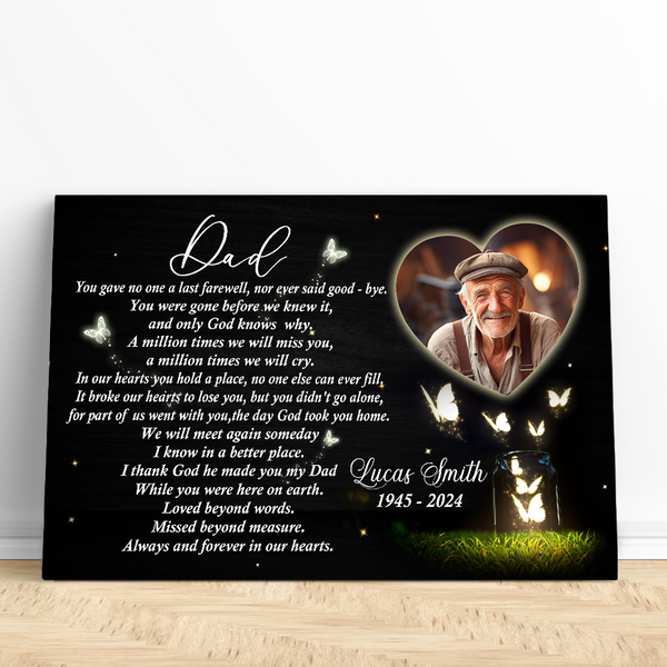 Dad Memorial Canvas Personalized| Memorial Gifts for Loss of Father Sympathy Gifts for Dad Bereavement M533