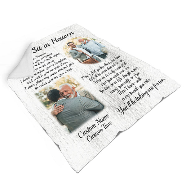 As I Sit In Heaven Memorial Blanket, Personalized Sympathy Blanket Gift For Loss of Loved One MM05