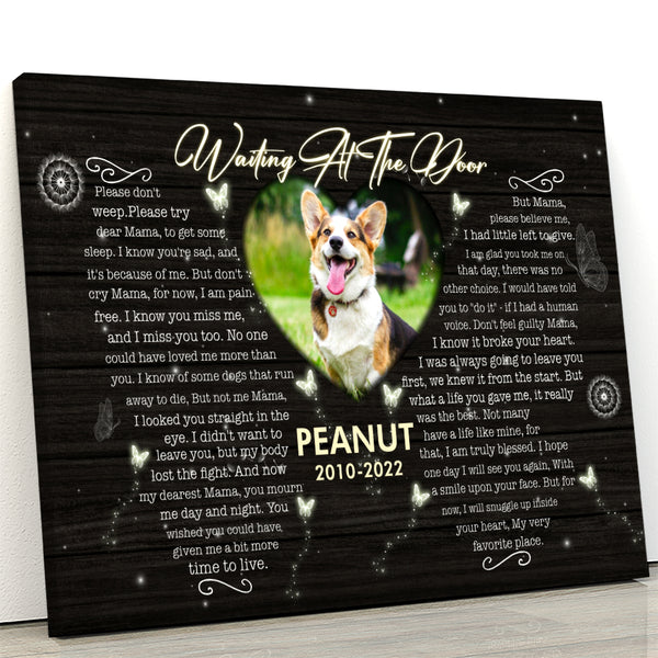 Waiting At The Door Dog Memorial Canvas Gifts Loss Dog| Sympathy Gifts For Loss of Dog NXM136