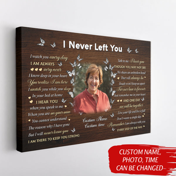 Memorial Canvas Gifts for Loss of Loved One, I Never Left You Personalized Sympathy Gifts NXM36