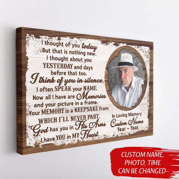 I Thought Of You Memorial Canvas Gifts For Loss of Dad Mom| Remembrance Gift Loss Loved One NXM164