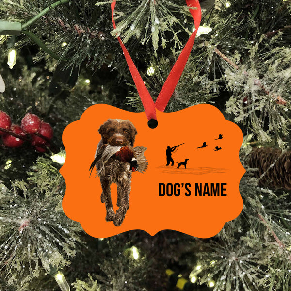 Wirehaired Pointing Griffon Hunting Dog Custom Name Medallion Aluminum Ornament - Dog Christmas ornament FSD4346