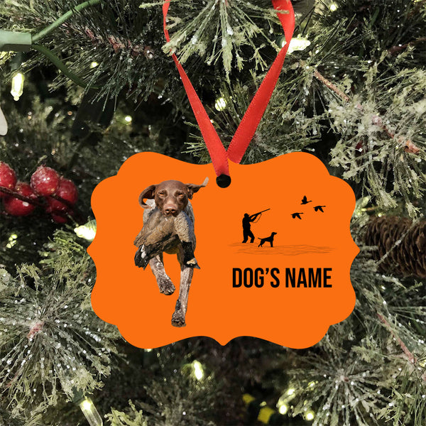 German Shorthaired Pointer Hunting Dog Custom Name Medallion Aluminum Ornament - Dog Christmas ornament FSD4343