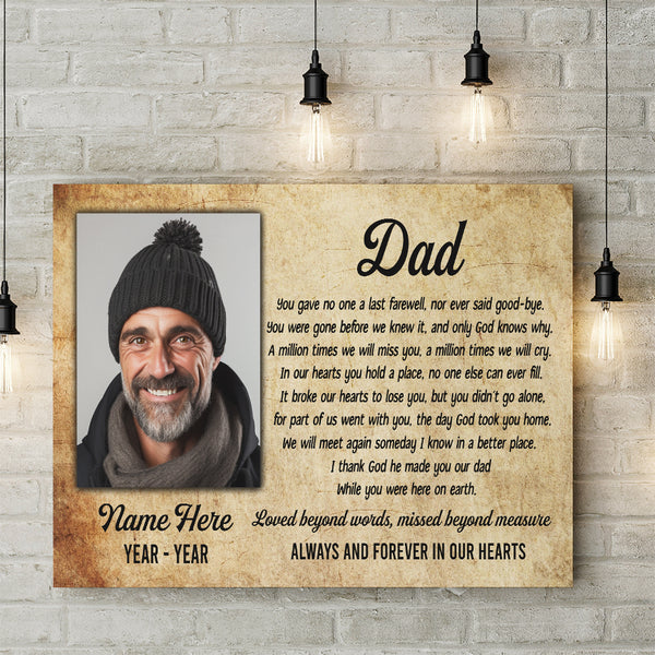 Dad Memorial Canvas Gift Personalized Memorial Gifts for Loss of Dad Father In Heaven M511