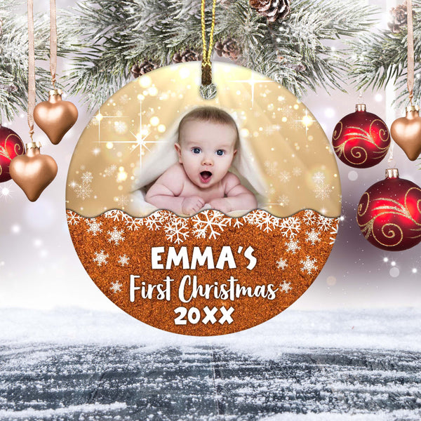 Personalized Christmas Ornaments| My First Christmas Customized Name & Year Baby First Christmas Ornament OMT17-4