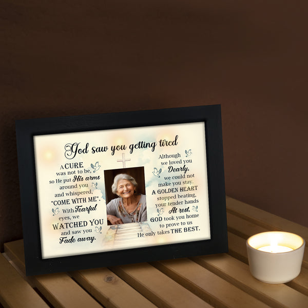 Memorial Shadow Box, Sympathy Picture Frame Gifts for Loss of Loved One, God Saw You Getting Tired TND9