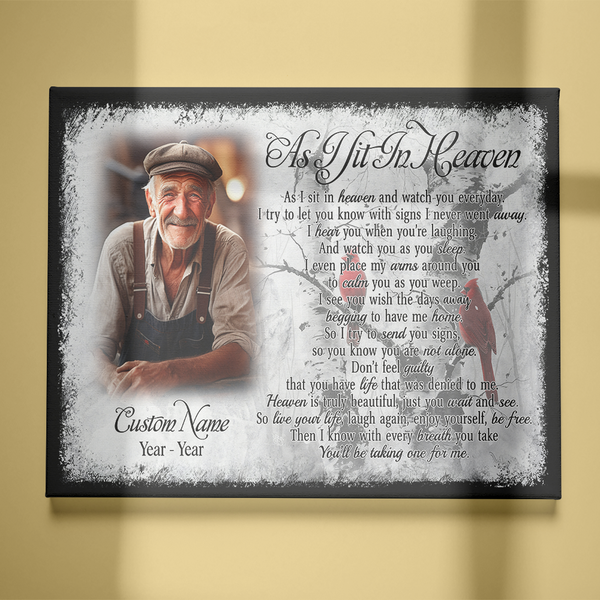 As I Sit In Heaven Personalized Memorial Gift Canvas| Sympathy Gift For Loss Of Loved One| In Memory Gifts NXM431