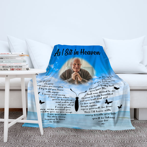 Memorial Blanket As I Sit In Heaven Personalized Remembrance Throw Gift For Loss of Loved One MM19