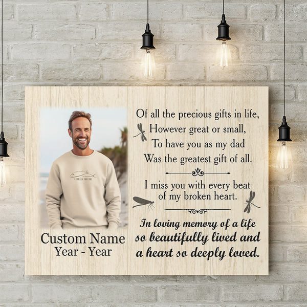 Dad Memorial Canvas Gift Personalized Memorial Gifts for Loss of Dad In Memory of Father In Heaven M522