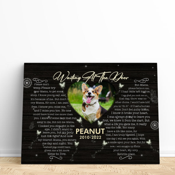 Waiting At The Door Dog Memorial Canvas Gifts Loss Dog| Sympathy Gifts For Loss of Dog NXM136