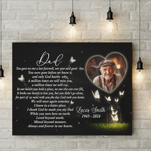 Dad Memorial Canvas Personalized| Memorial Gifts for Loss of Father Sympathy Gifts for Dad Bereavement M533