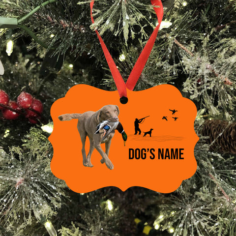 Chesapeake Bay Retriever Hunting Dog Custom Name Medallion Aluminum Ornament - Dog Christmas ornament FSD4349