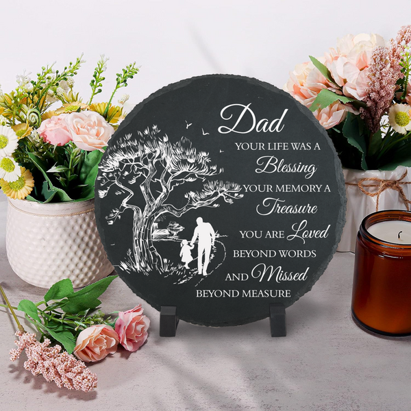 Dad Memorial Stone Memorial Gifts for Loss of Dad in Memory of Dad in Heaven Garden Slate Stone TNA13