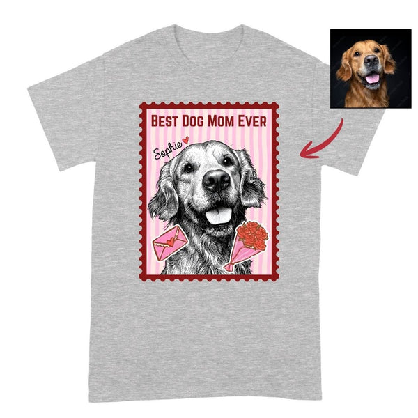 Best Dog Mom Ever Stamp Custom Dog T-shirt, Cute Dog Art Personalized Gift FSD4827