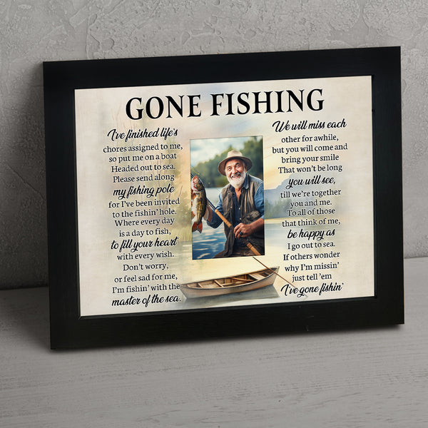 Gone Fishing Memorial Shadow Box, Gone Fishing in Heaven, Fishing in Memory Loss of Loved One TND6