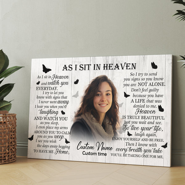 Memorial Canvas Gift| As I Sit In Heaven Bereavement Gift For Loss Of Loved One In Memory Gifts NXM450