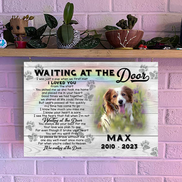 Waiting At The Door Memorial Dog Canvas Gift| Sympathy Gifts For Loss of Dog| Remembrance Gifts for Dog NXM140