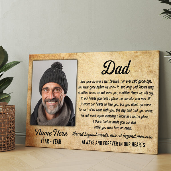 Dad Memorial Canvas Gift Personalized Memorial Gifts for Loss of Dad Father In Heaven M511